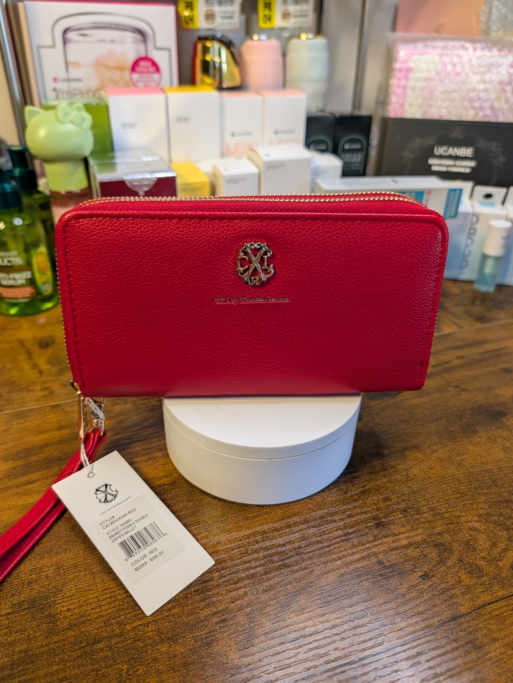 Women's Red Zip-Around Wristlet by Cinda Hand